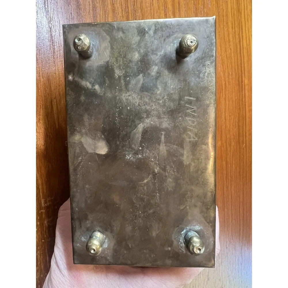 Vintage Brass Trinket Treasure Chest Jewelry Box Latch Hook